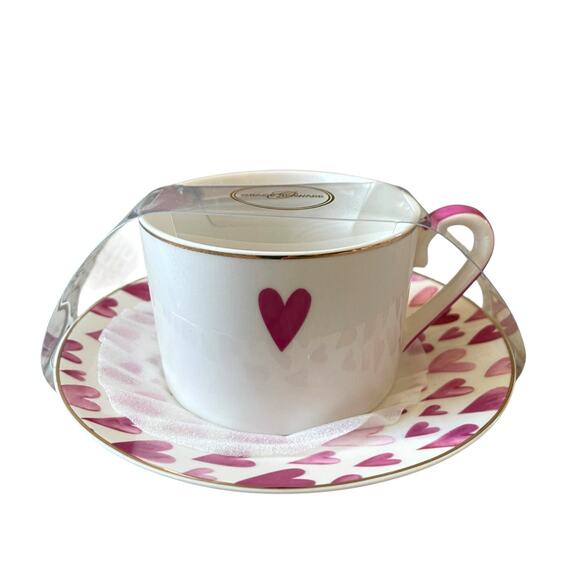 Grace Teaware Teacup & Saucer Pink & Purple Hearts Valentine's Day New - Picture 12 of 16